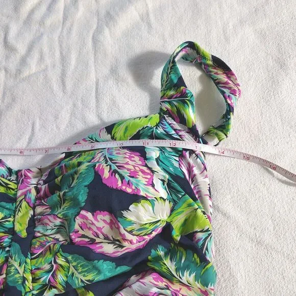 Sunseeker One Piece Swimsuit Size 14 D Cup Tummy Control Tropical Leaf Ruched - Picture 14 of 14